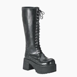 Demonia Men's "Ranger-302" Black Lace-up Platform Boots (Size US 6)